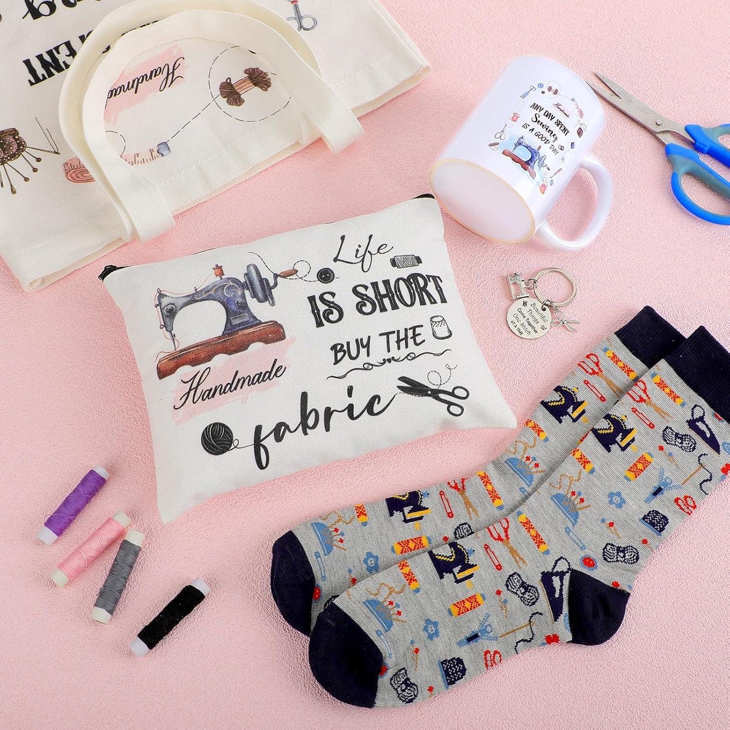 Conjunto de Regalos de Costura Abbylike 5 Piezas - Lona y Porcelana