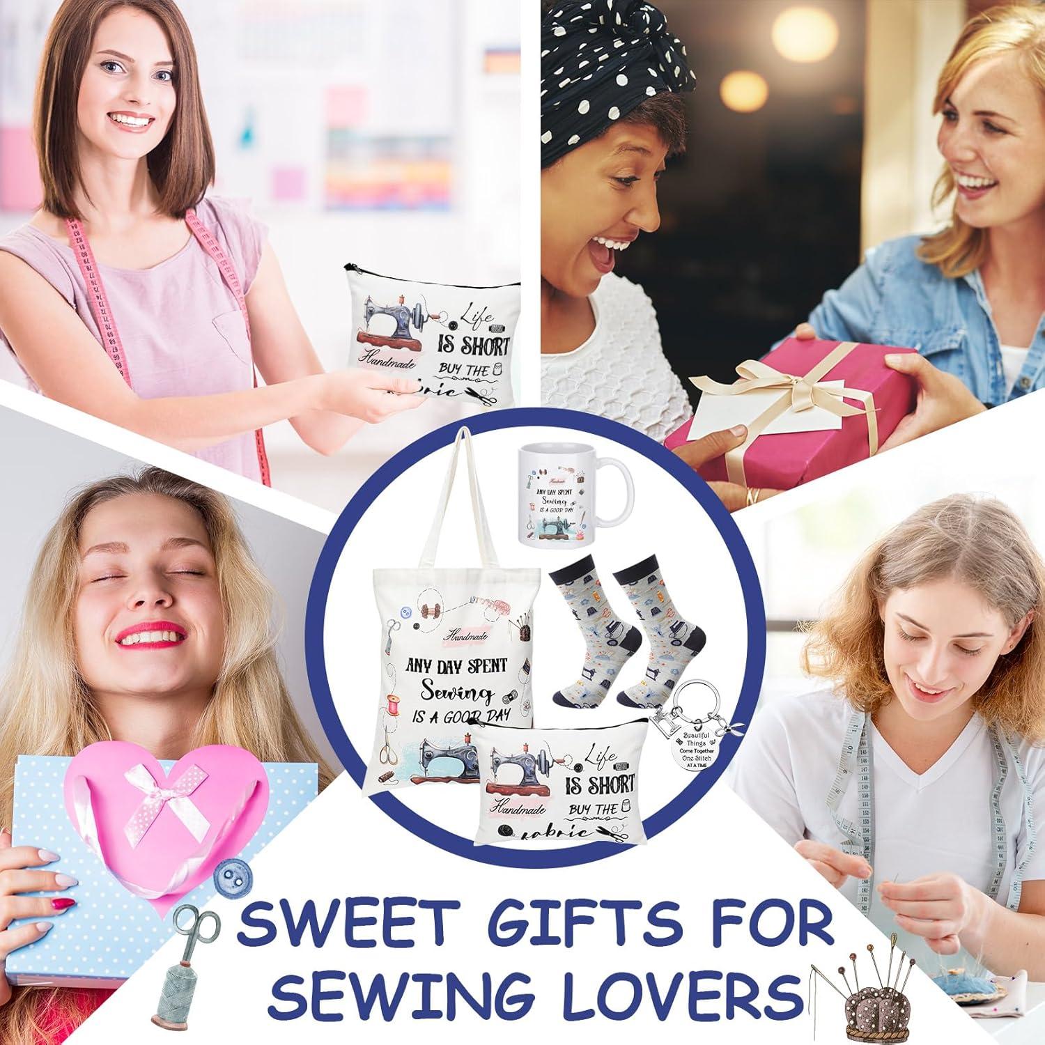 Conjunto de Regalos de Costura Abbylike 5 Piezas - Lona y Porcelana