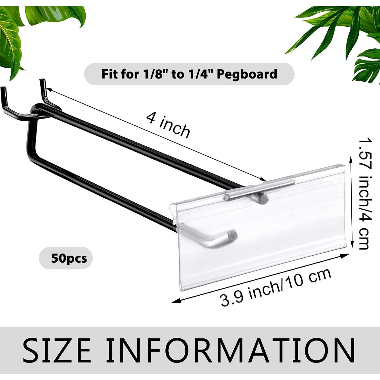 Ganchos de Metal Negro para Tablero de Clavos Tandefio 50 Pzas 10.2 cm