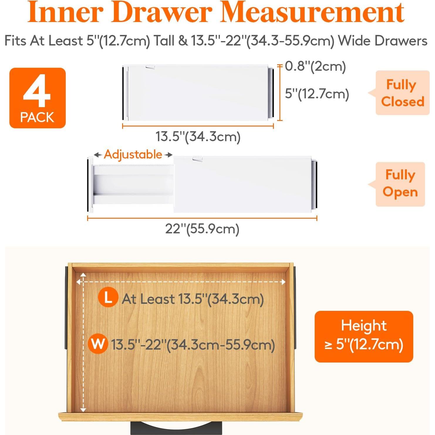 Divisores de Cajón Ajustables Lifewit 4 Piezas 12.7 cm Alto
