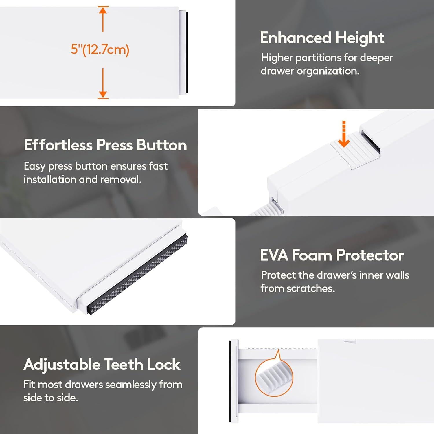 Divisores de Cajón Ajustables Lifewit 4 Piezas 12.7 cm Alto