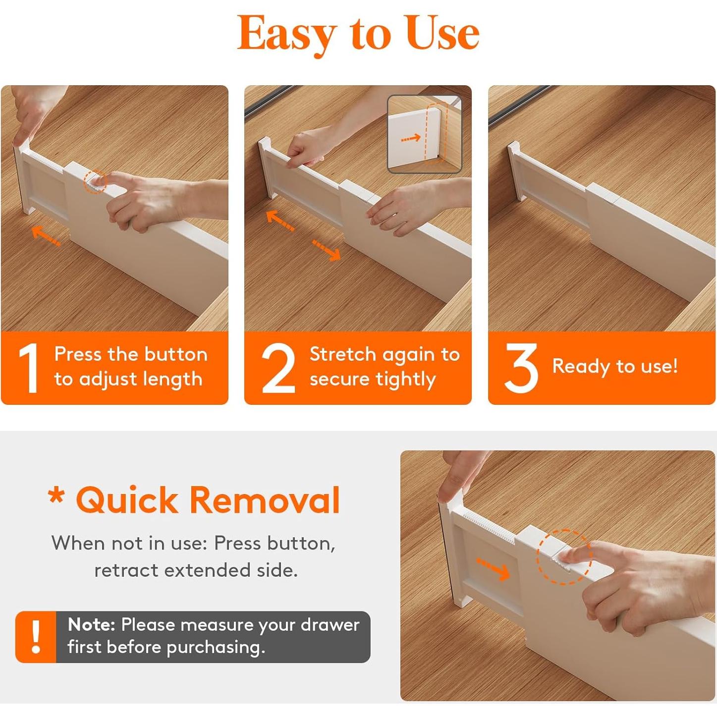 Divisores de Cajón Ajustables Lifewit 4 Piezas 12.7 cm Alto