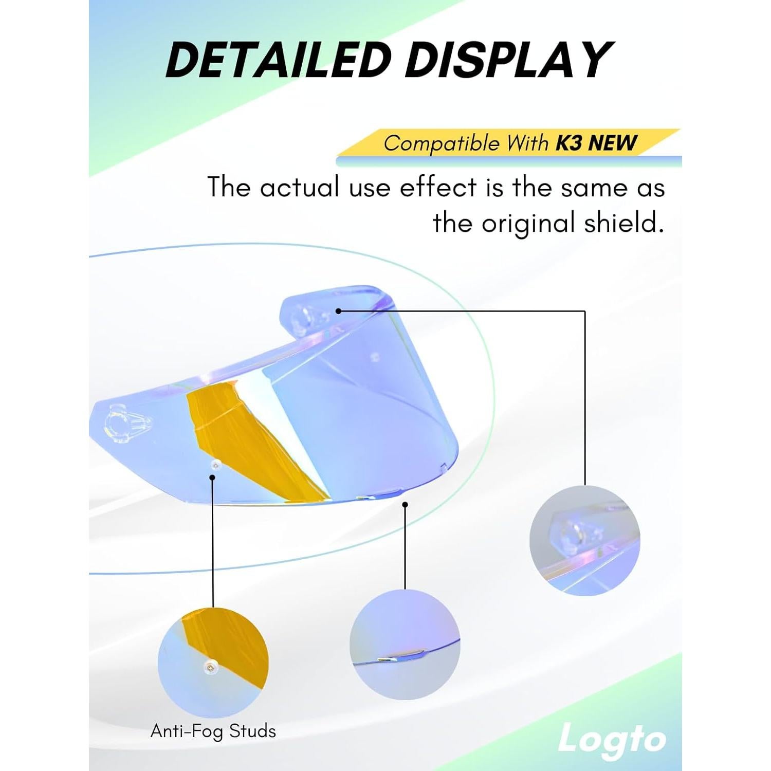 Visor de Casco Logto K3 Nuevo Transparente Revo Azul