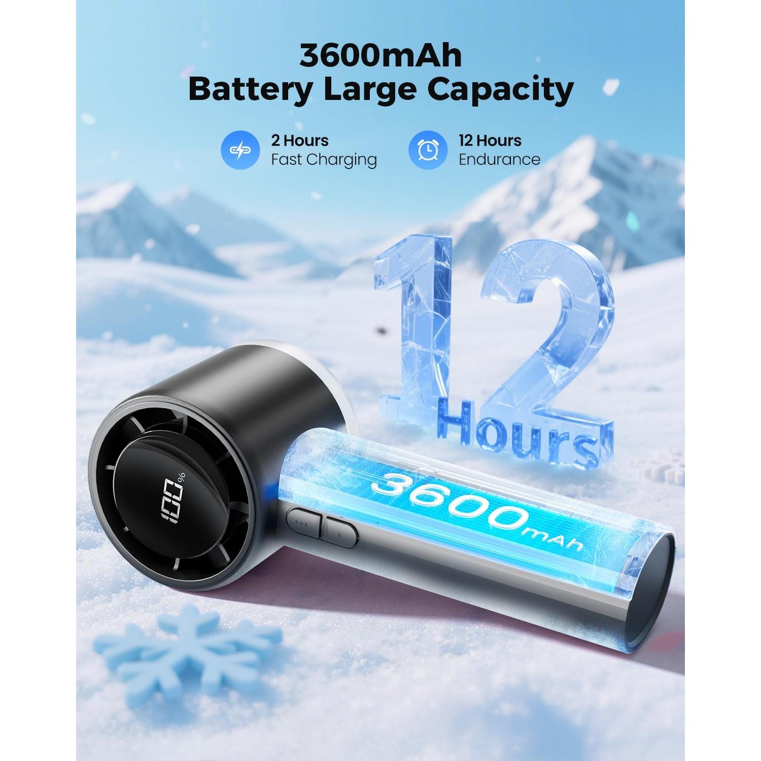 Ventilador Portátil SWEETFULL Recargable 6 Velocidades Negro