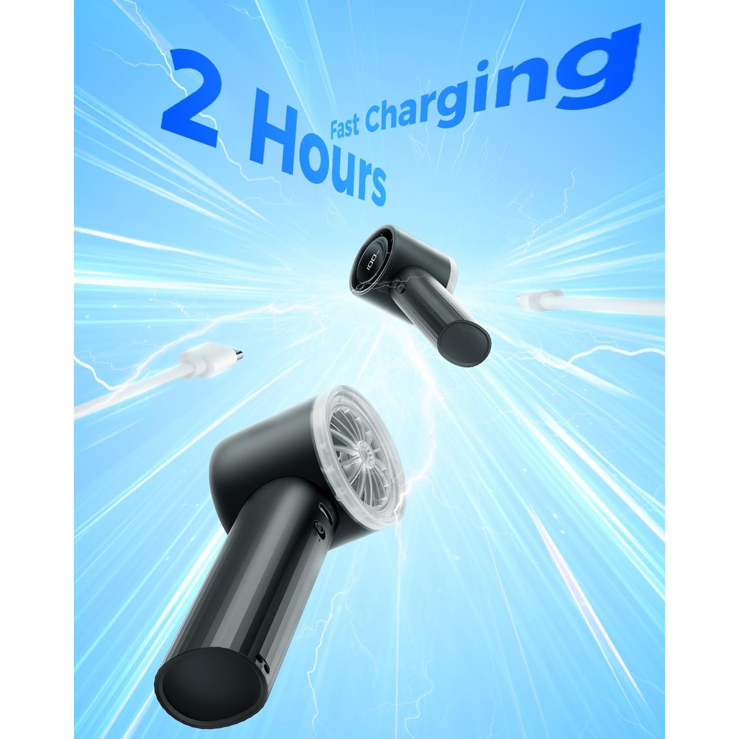 Ventilador Portátil SWEETFULL Recargable 6 Velocidades Negro