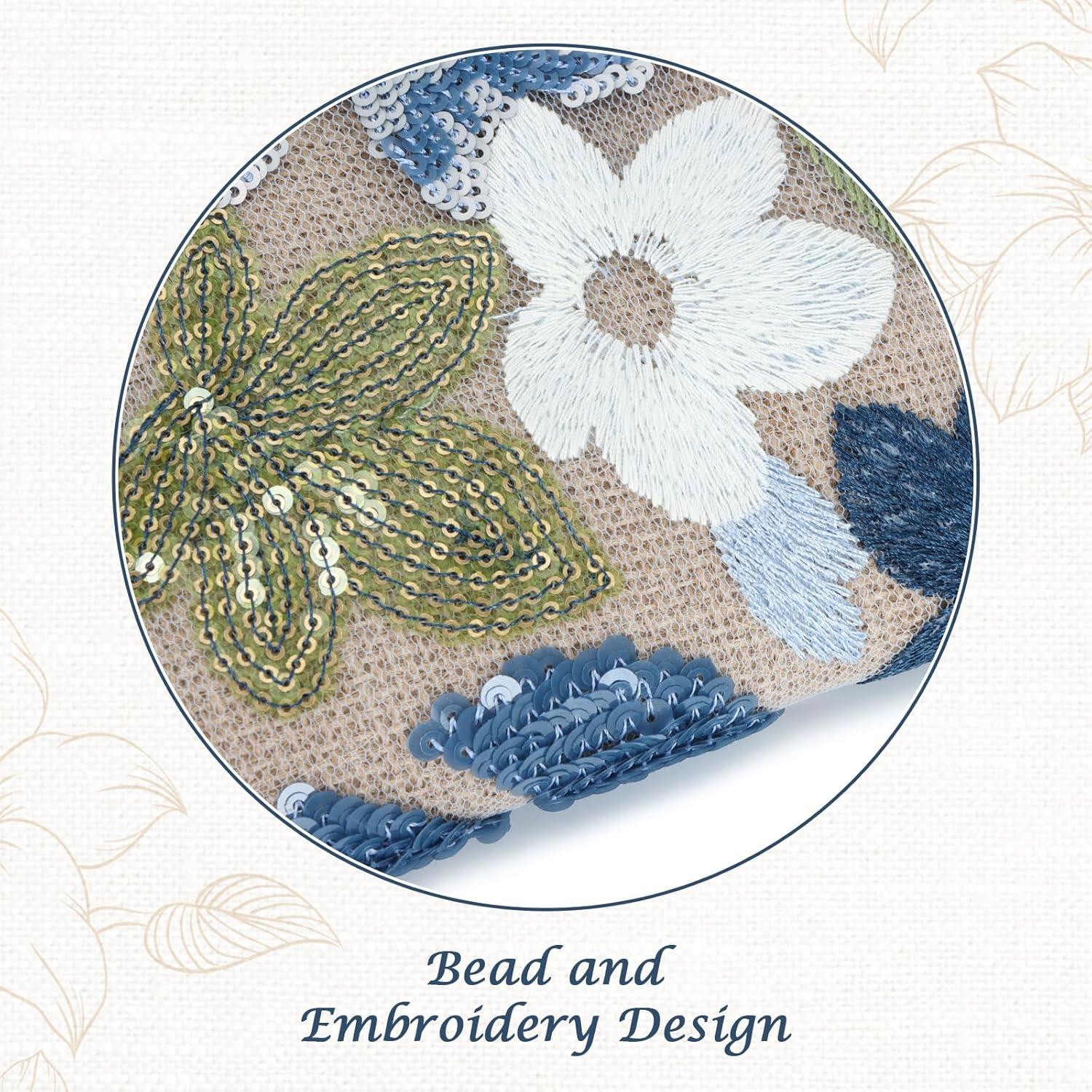 Bolso de Mano Floral Oweisong con Lentejuelas y Perlas 26.5x17cm