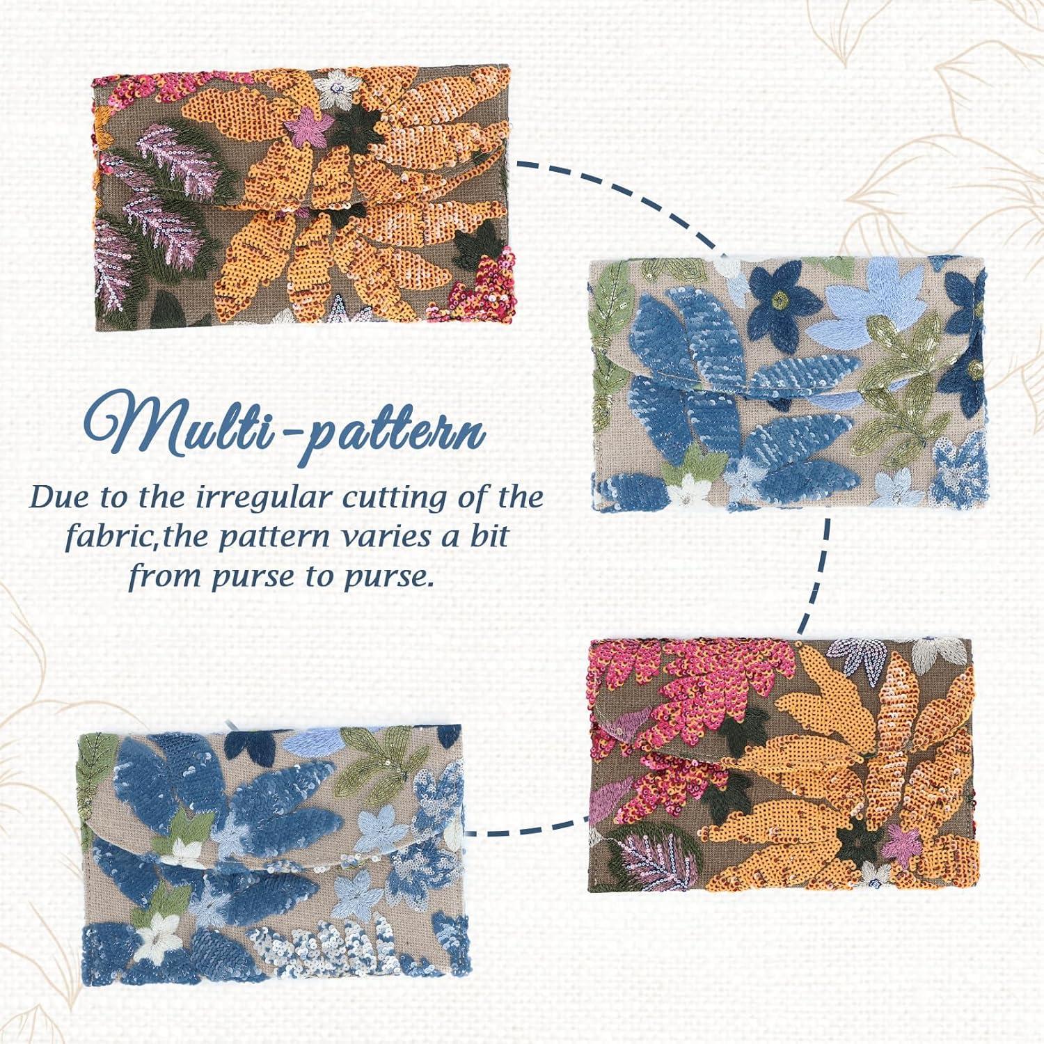 Bolso de Mano Floral Oweisong con Lentejuelas y Perlas 26.5x17cm