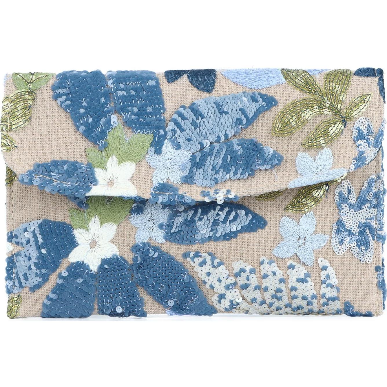 Bolso de Mano Floral Oweisong con Lentejuelas y Perlas 26.5x17cm