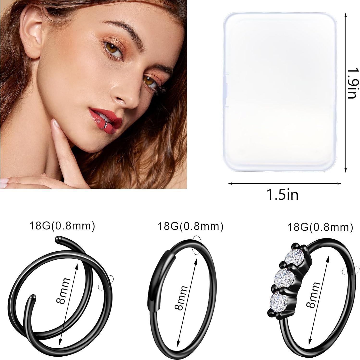 Aros Nasales ONESING 23 Piezas Acero Inoxidable Hipoalergénico