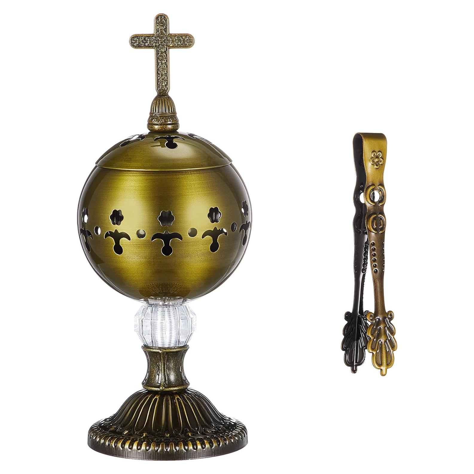 Horno de Incienso Católico Zonon Bronce 20cm con Pinzas