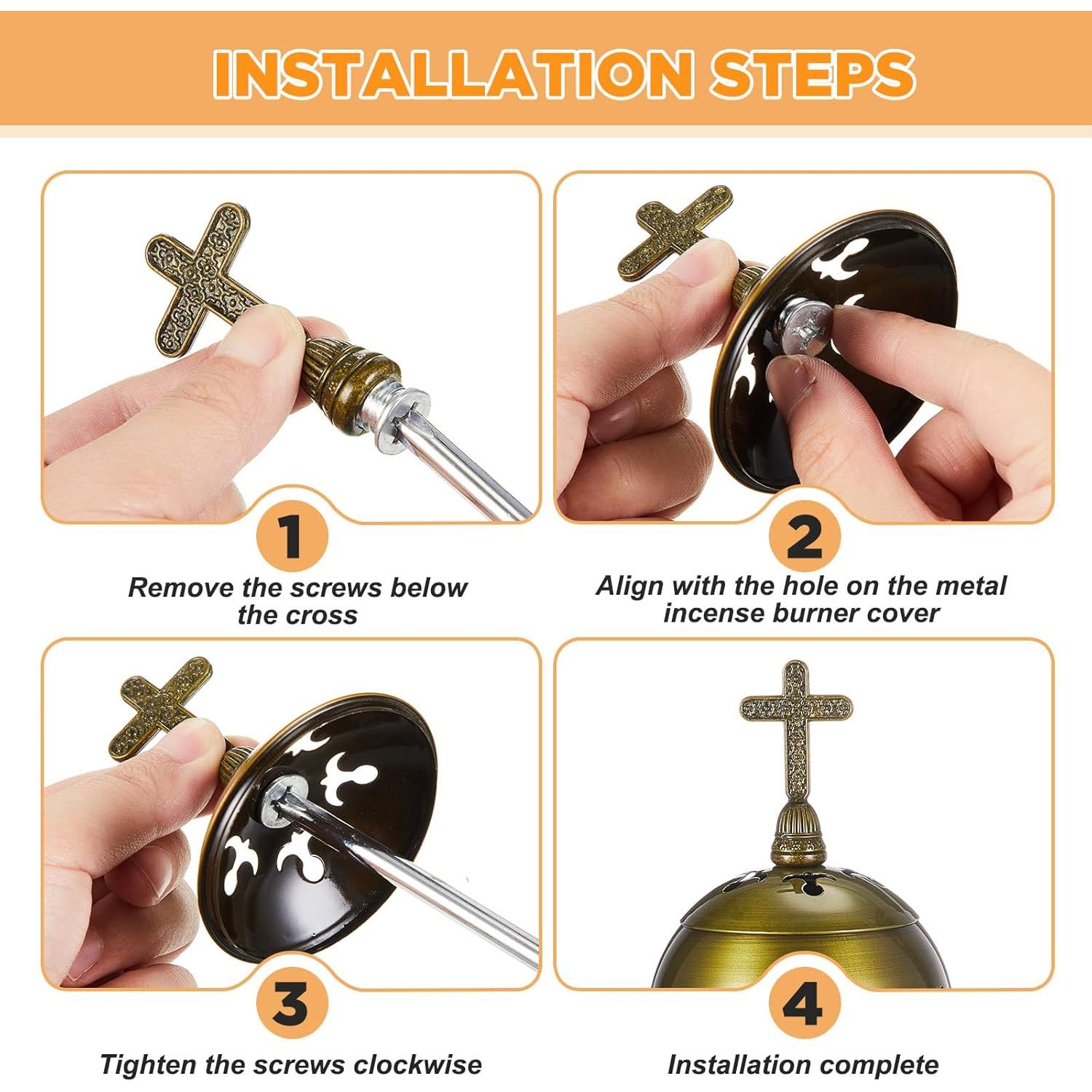 Horno de Incienso Católico Zonon Bronce 20cm con Pinzas