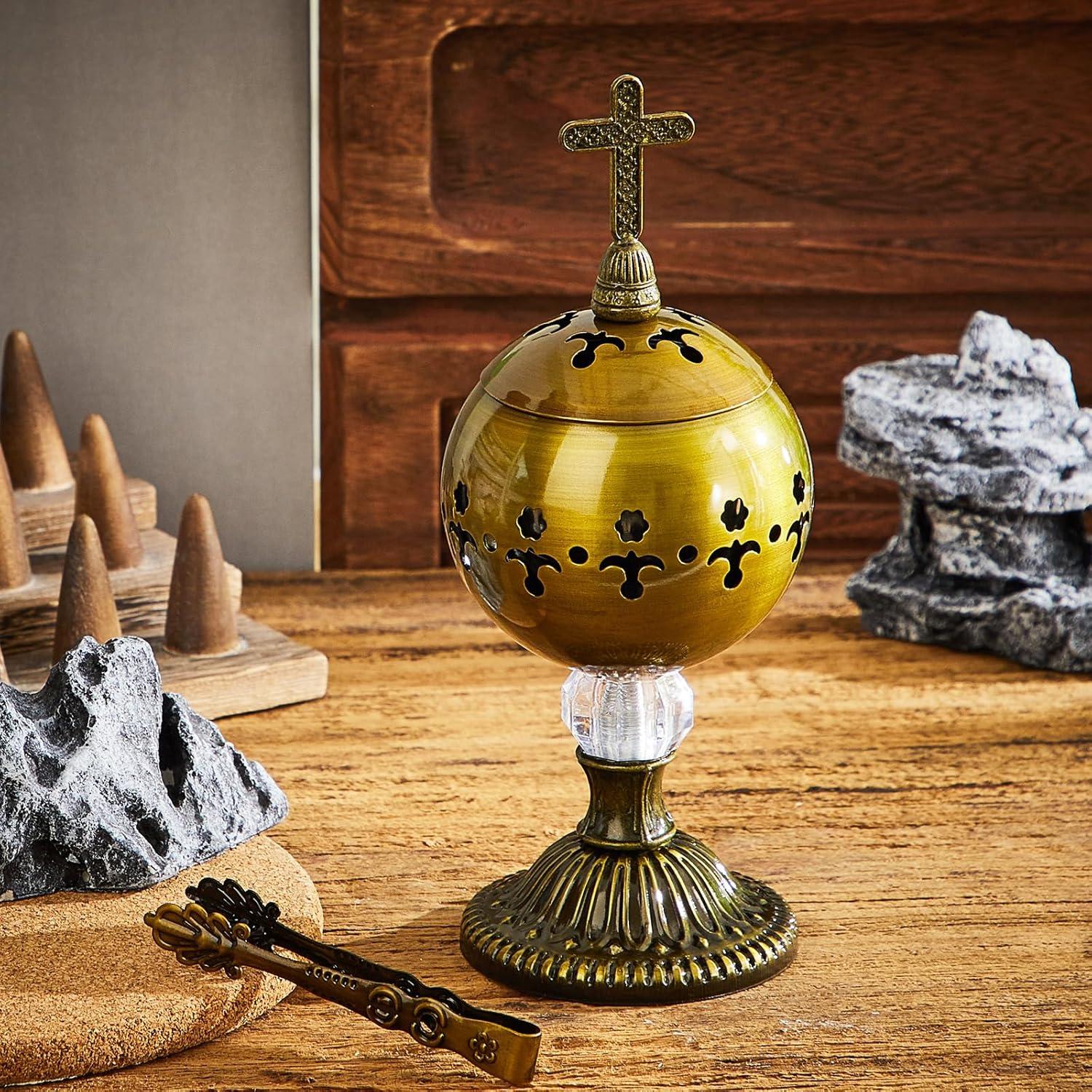 Horno de Incienso Católico Zonon Bronce 20cm con Pinzas