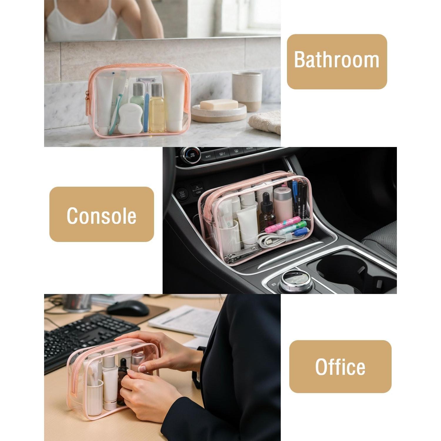 Bolsa de Aseo Transparente Buminee Rosa Aprobada por TSA 16.8cm