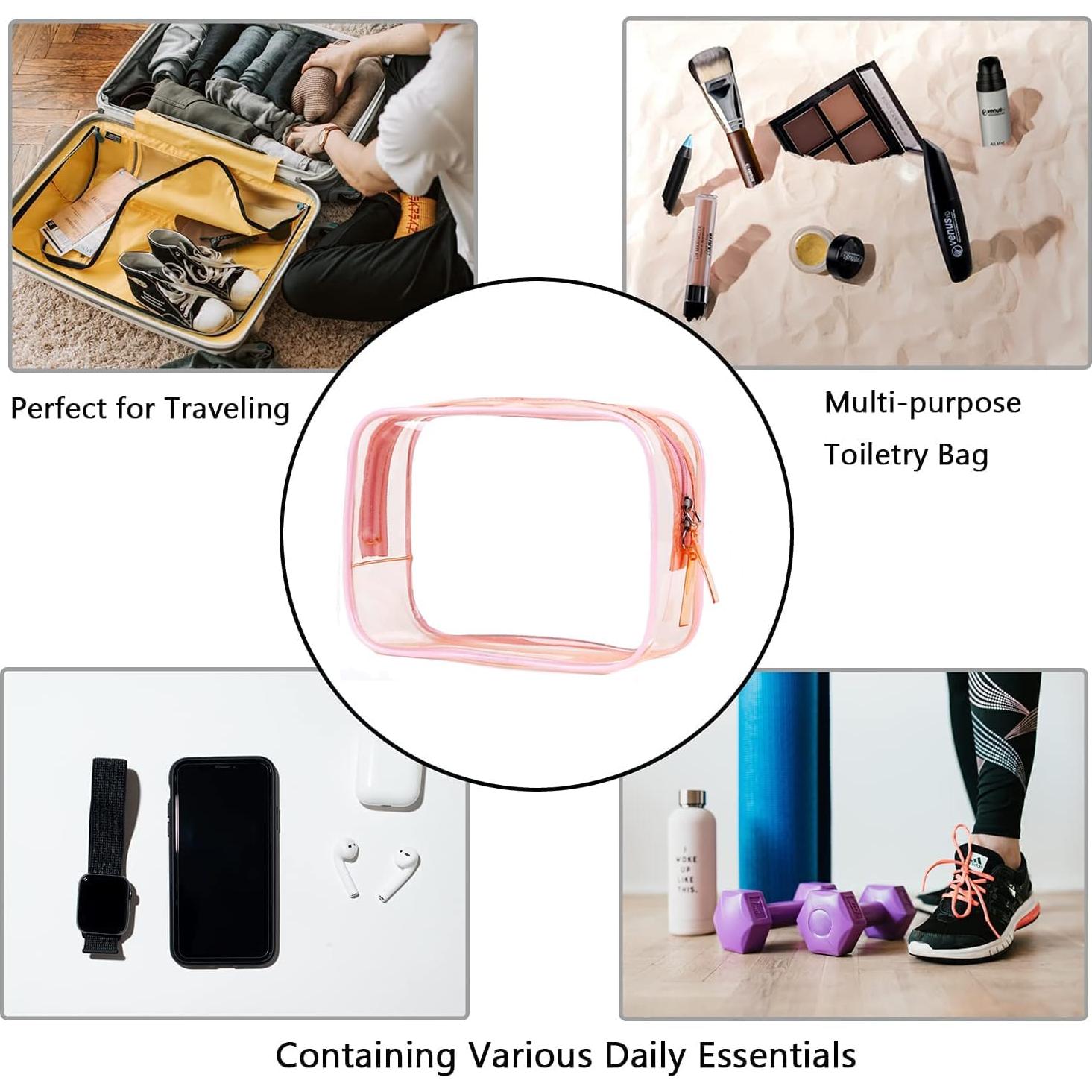 Bolsa de Aseo Transparente Buminee Rosa Aprobada por TSA 16.8cm