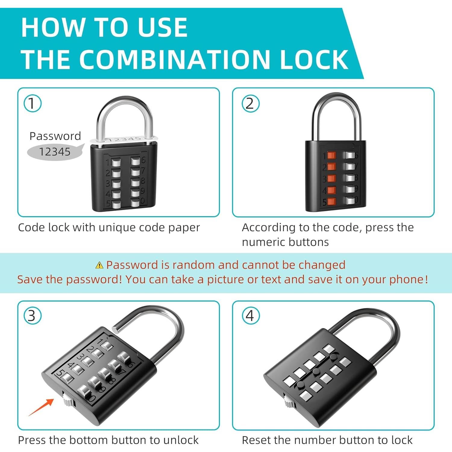 Cubierta de Cerradura de Perilla JUGGHOME con Candado Combinación
