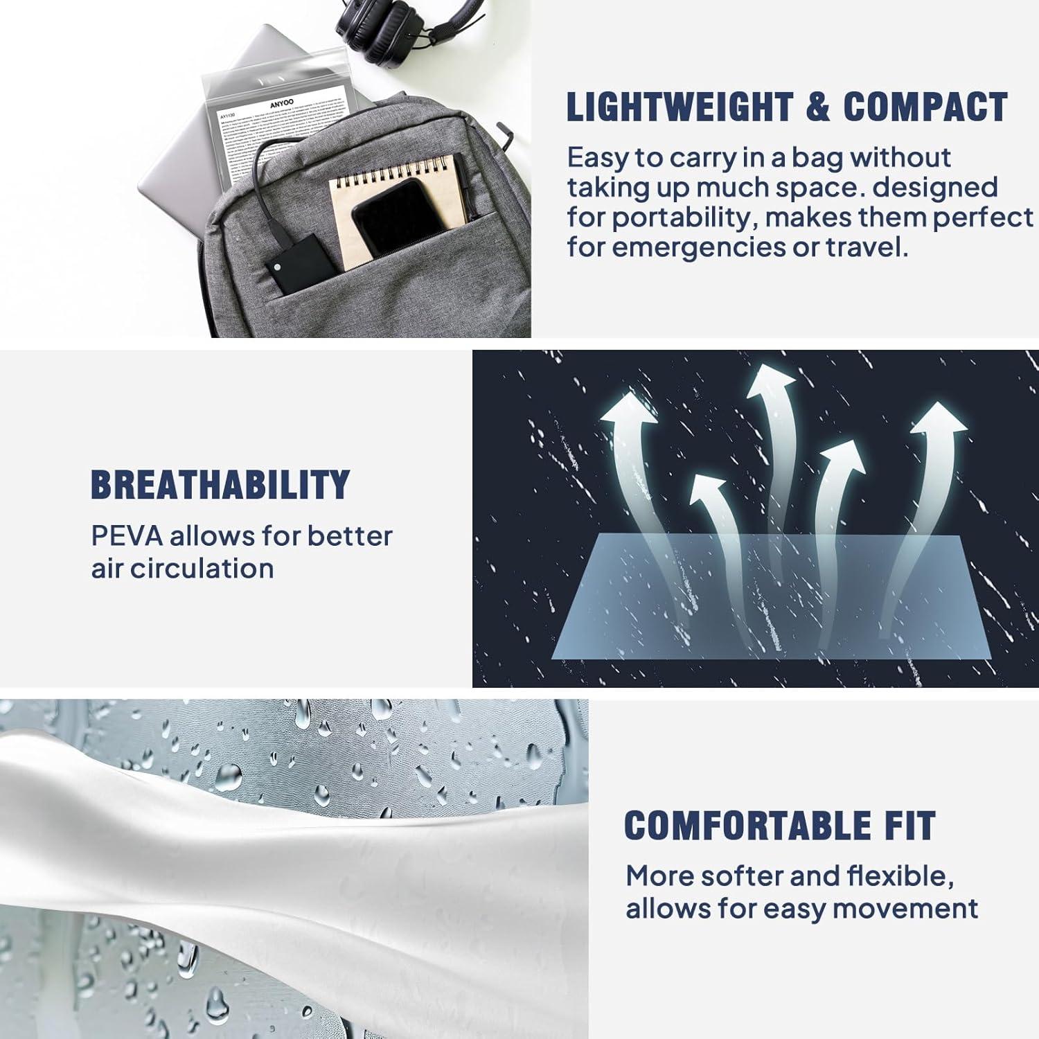 Ponchos de Lluvia ANYOO 2-Pack Impermeables Unisex Adulto