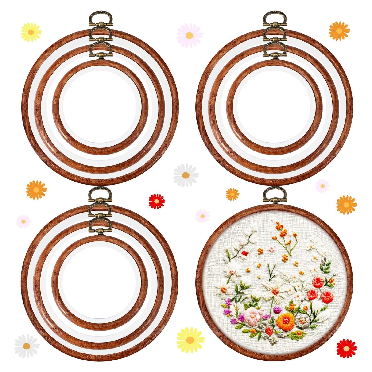 Aros de Bordado Redondos DoubleFill 9 Pcs 9-13.5 cm Madera