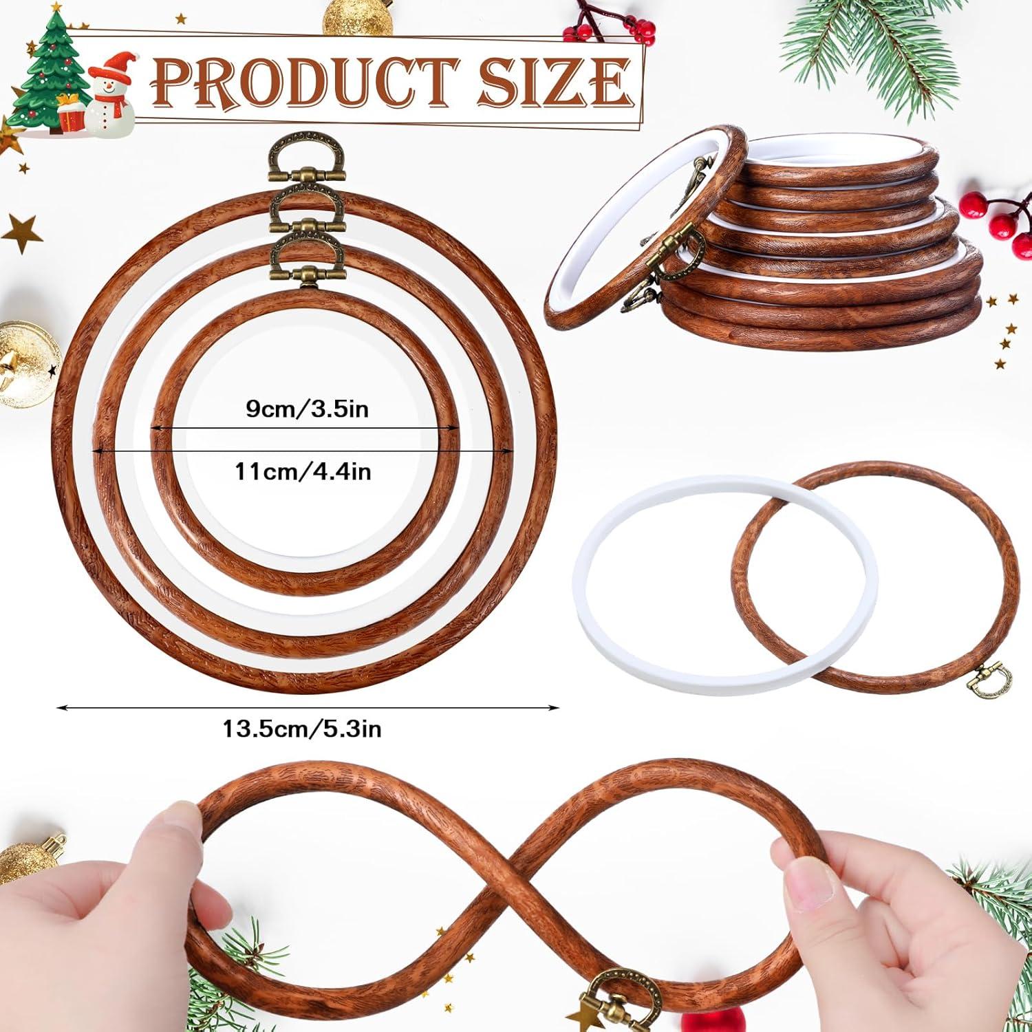 Aros de Bordado Redondos DoubleFill 9 Pcs 9-13.5 cm Madera