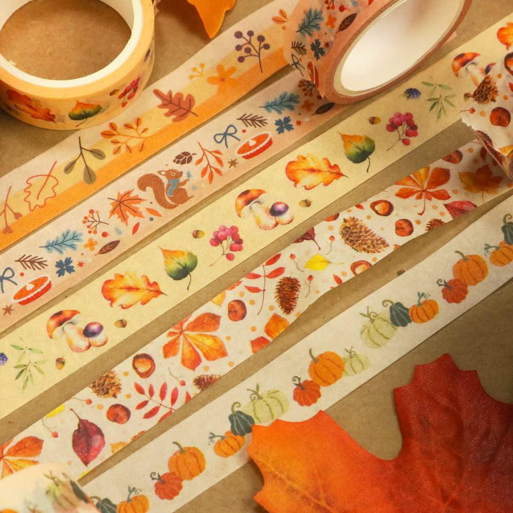 Cinta Washi YUBBAEX 10 Rollos Otoño 15mm x 5m Decorativa