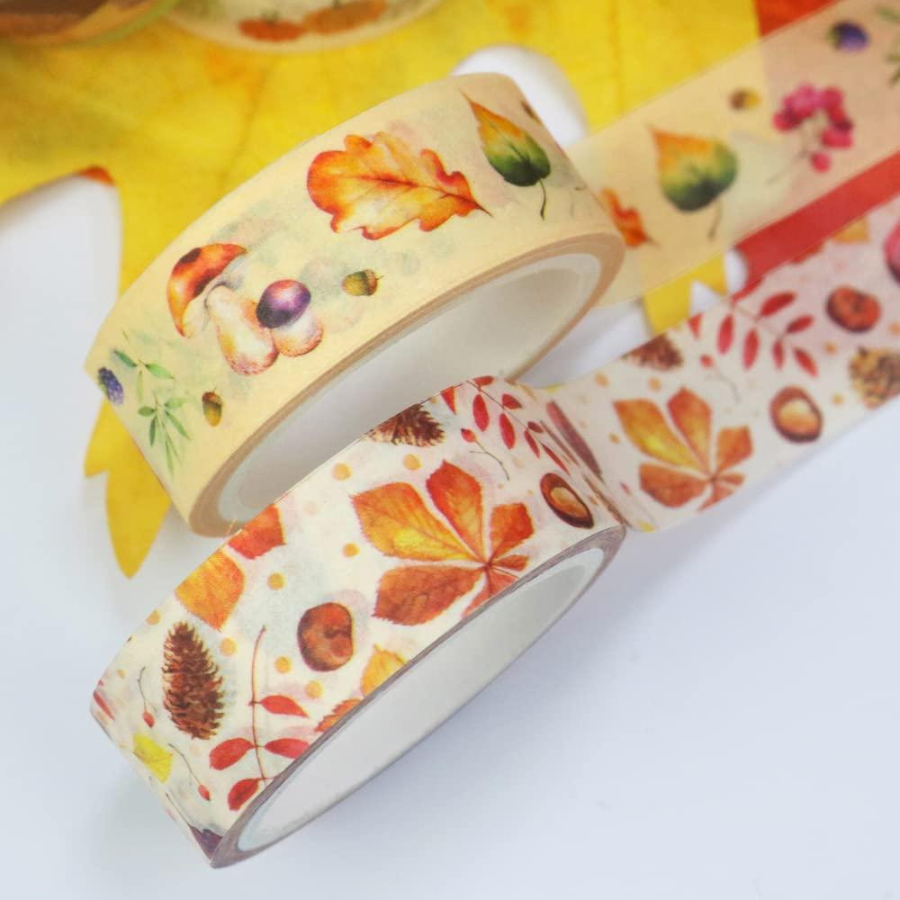 Cinta Washi YUBBAEX 10 Rollos Otoño 15mm x 5m Decorativa