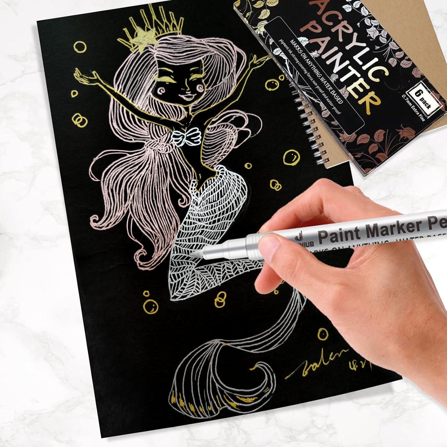 Marcadores de Pintura Acrílica Metálica JEFFNIUB - 6 Piezas 0.7mm