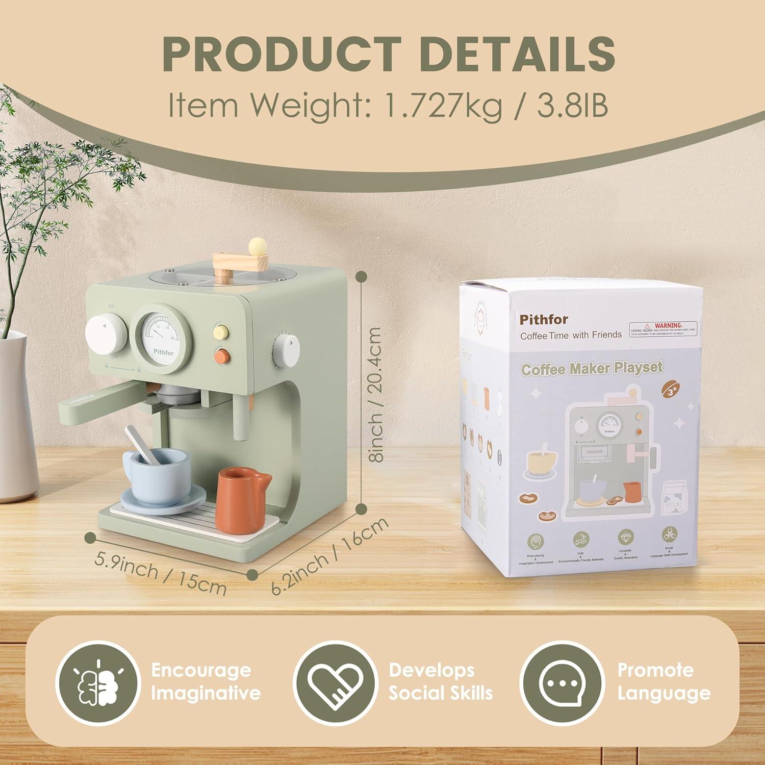 Juguete de Cafetera de Madera Pithfor para Niños 1.4 kg
