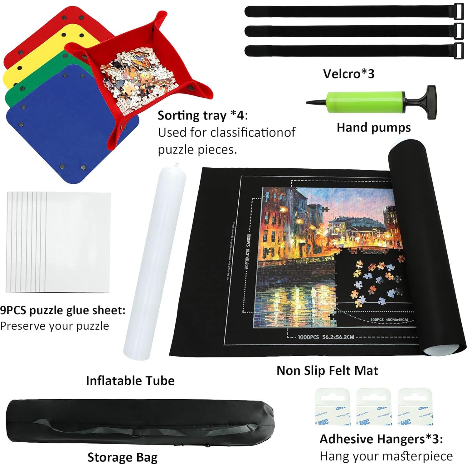 Alfombrilla de rompecabezas portátil FELIZROCA 1500 piezas negra