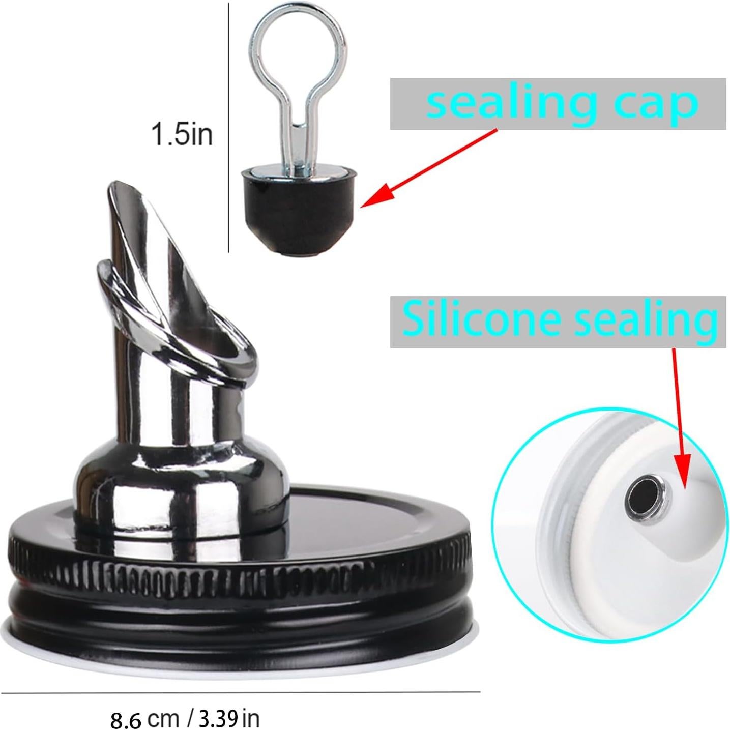 Pico de Vertido para Frascos Mason 86mm ziHenryDa Negro