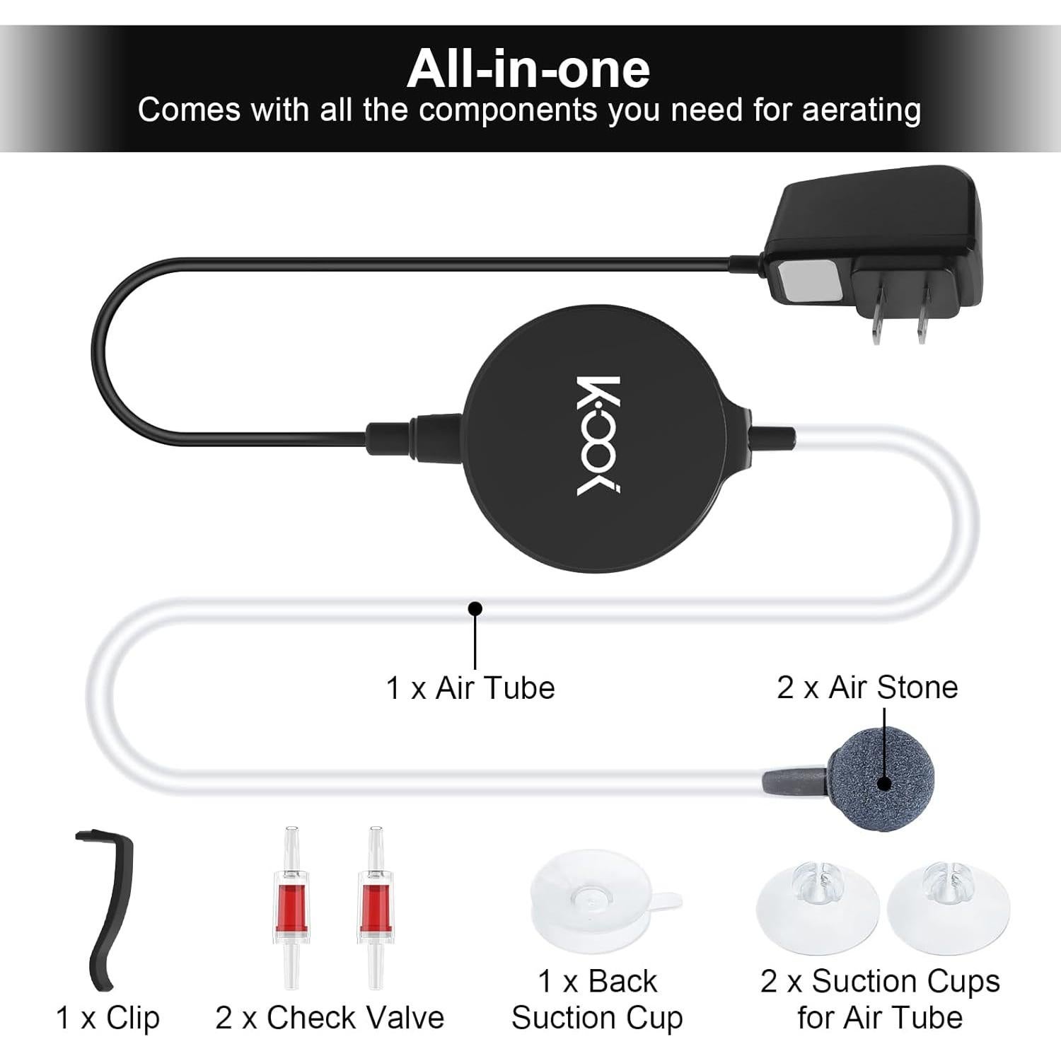 Bomba de Aire Mini GuDoQi para Acuario 1W Ultra Silenciosa