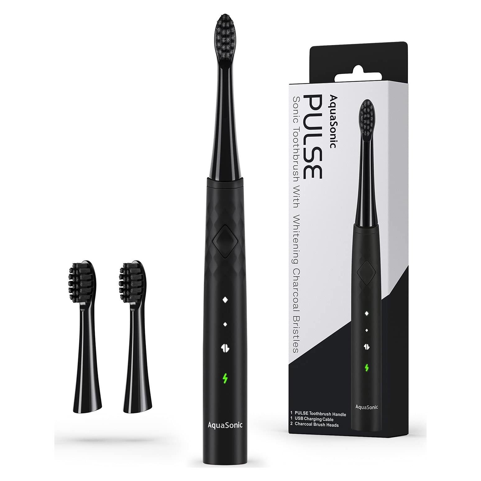 Cepillo de Dientes Eléctrico AquaSonic Pulse - Blanqueador con Carbón Activado - 3 Modos - Recargable