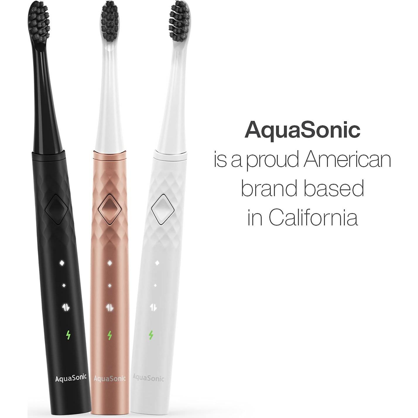 Cepillo de Dientes Eléctrico AquaSonic Pulse - Blanqueador con Carbón Activado - 3 Modos - Recargable