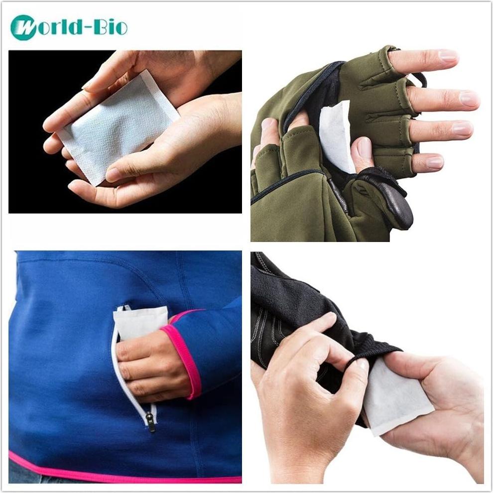 Calentadores de Manos Desechables WORLD-BIO - 20 Paquetes, 8 Horas Calor