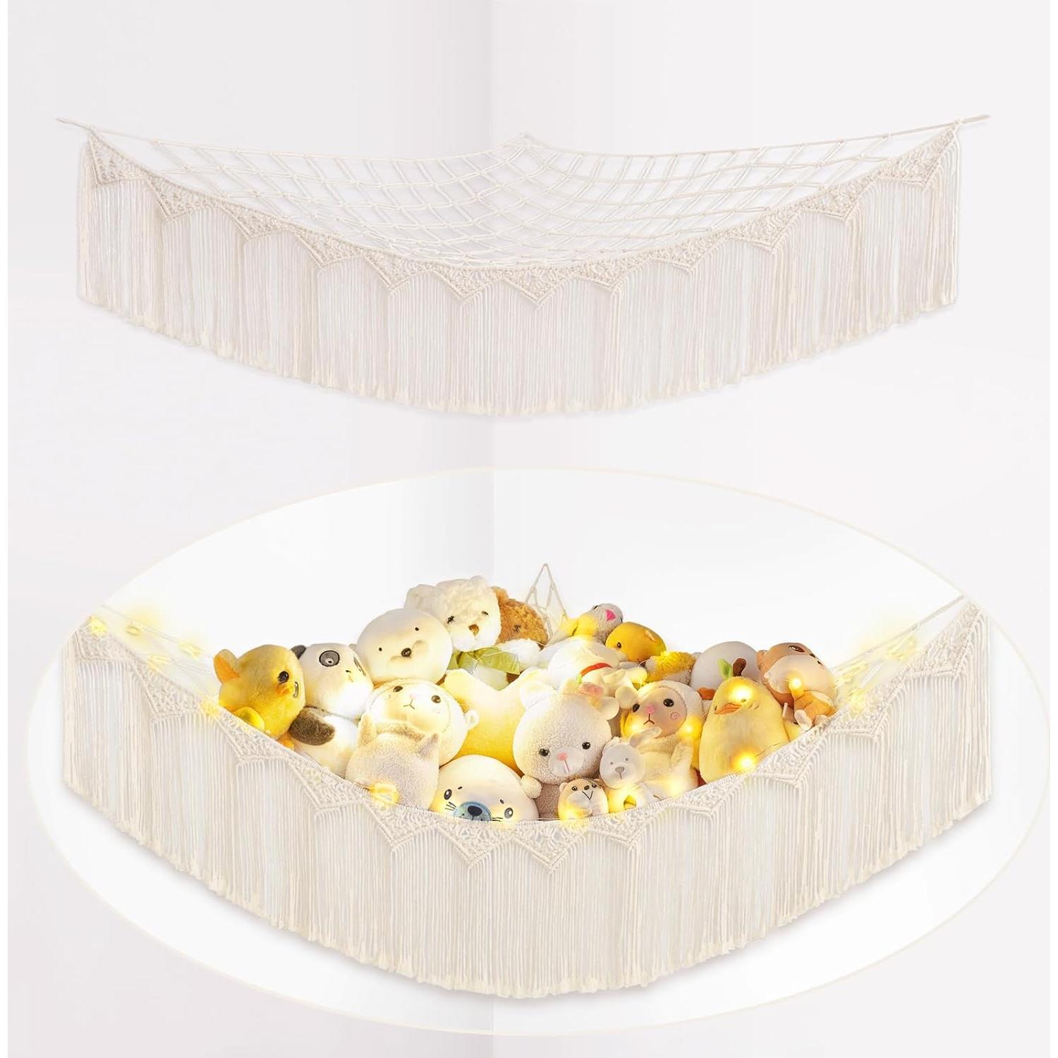 Hamaca de Almacenamiento de Juguetes Mkono Macrame 104x104x145cm