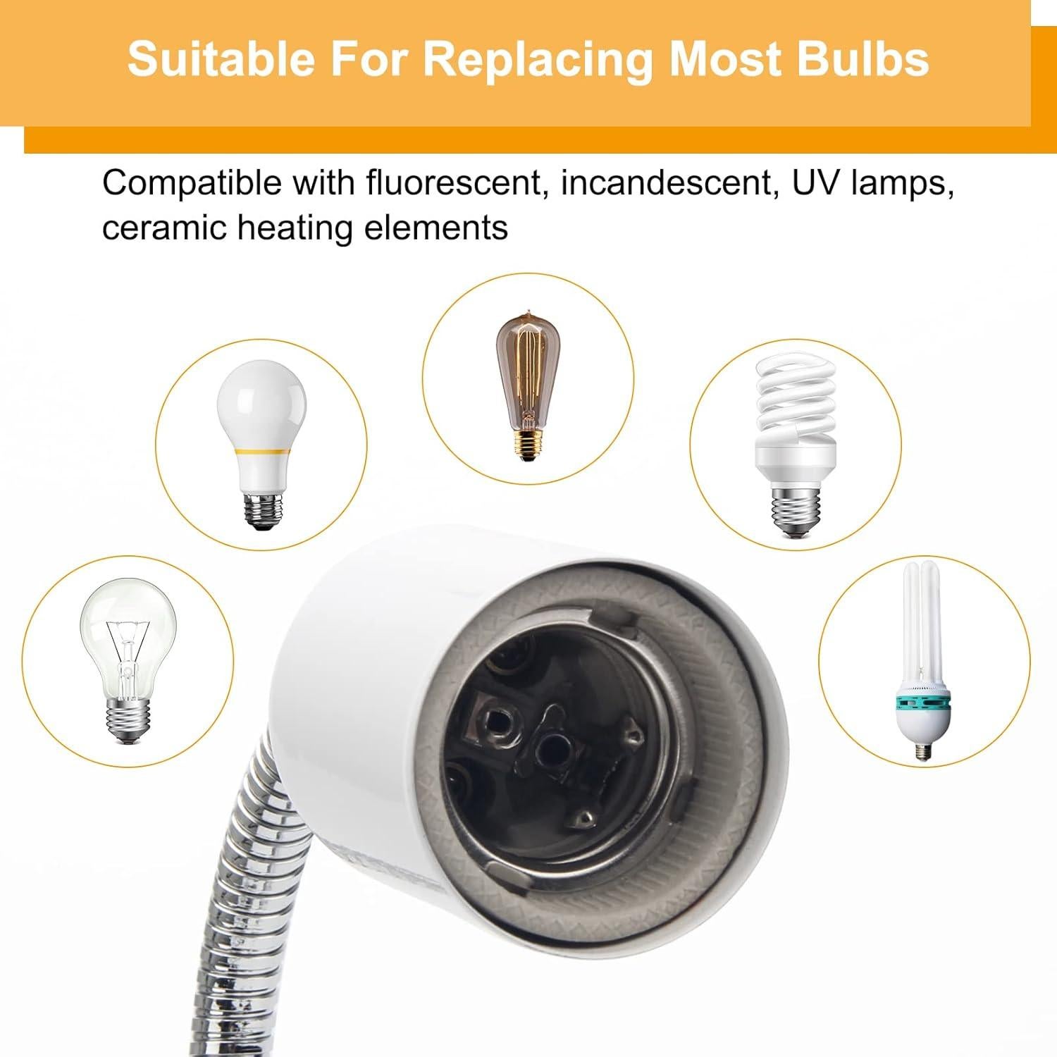 Lámpara de Calor para Reptiles Catcan 50W UVA UVB Ajustable