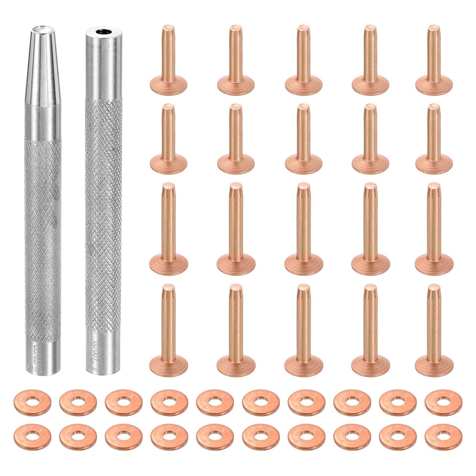 Remaches de Cobre uxcell 20 Set 9x3.3mm para Manualidades