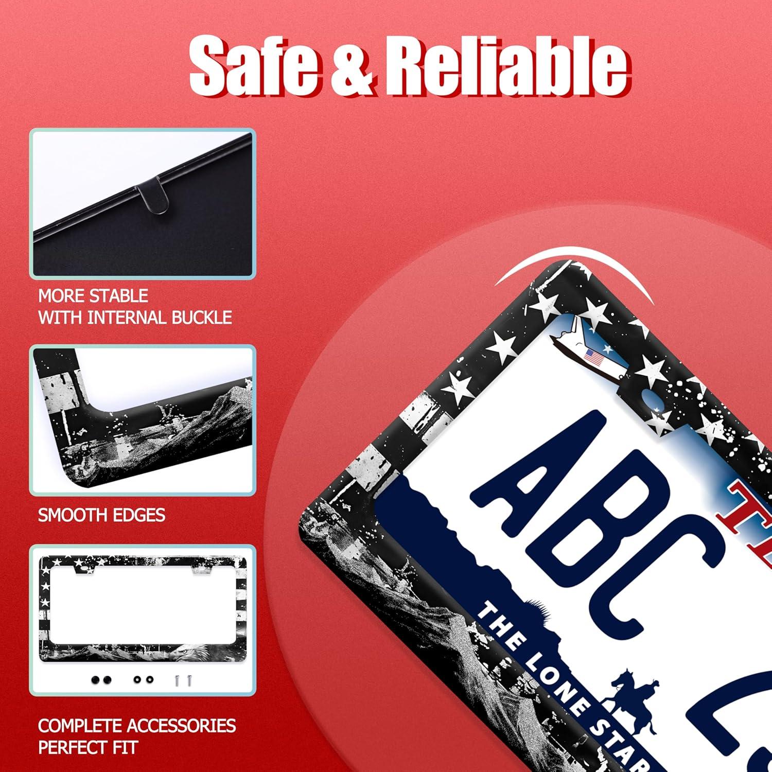 Marco de Placa de Licencia BRAGHRTED Bandera Americana 31x15 cm