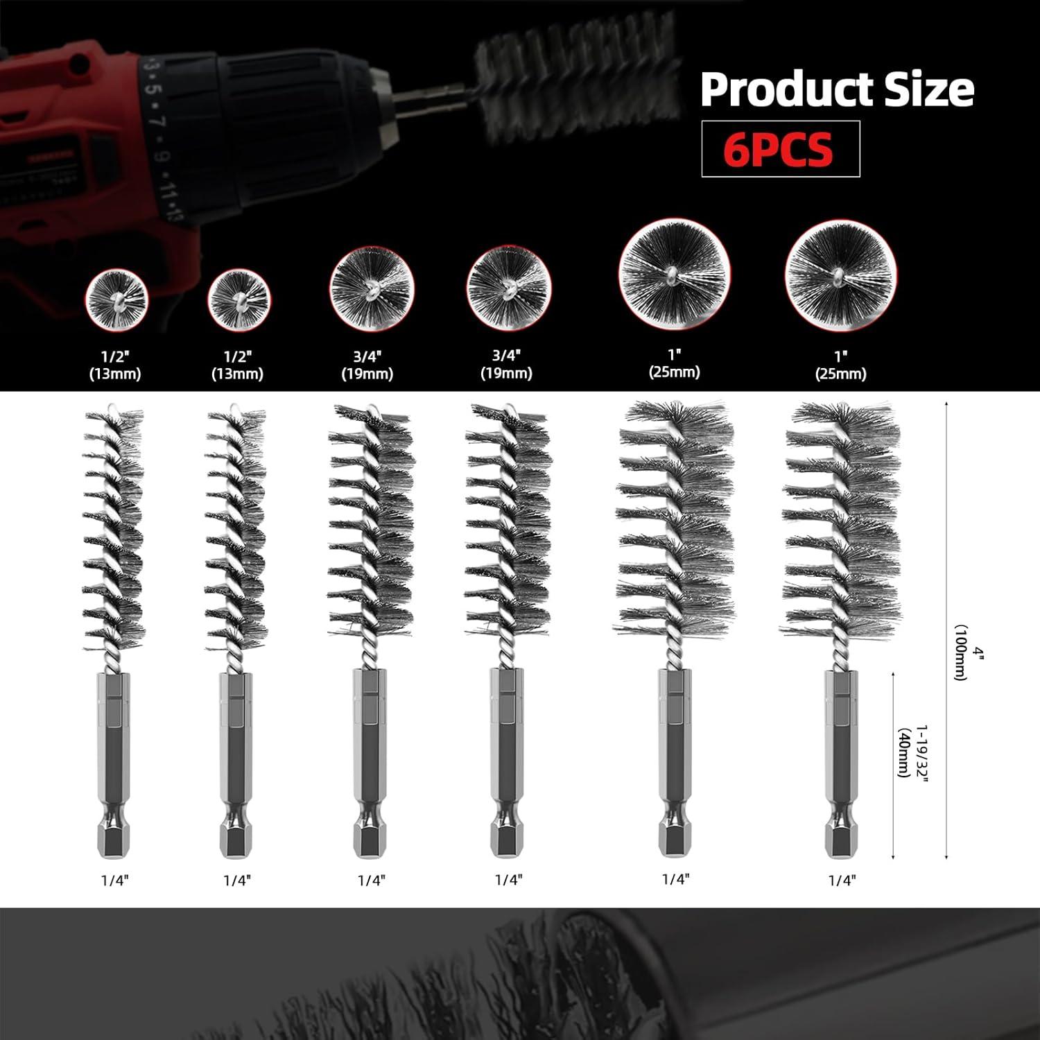 Juego de 6 Cepillos de Alambre ASNOMY para Taladro 1.27-2.54cm