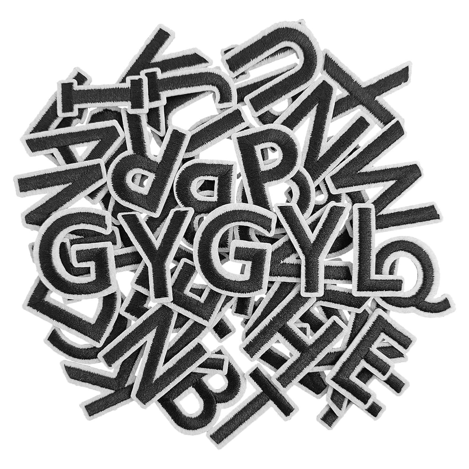 104 Piezas Parches Bordados Letras A-Z GUYI 3.81 cm Negro