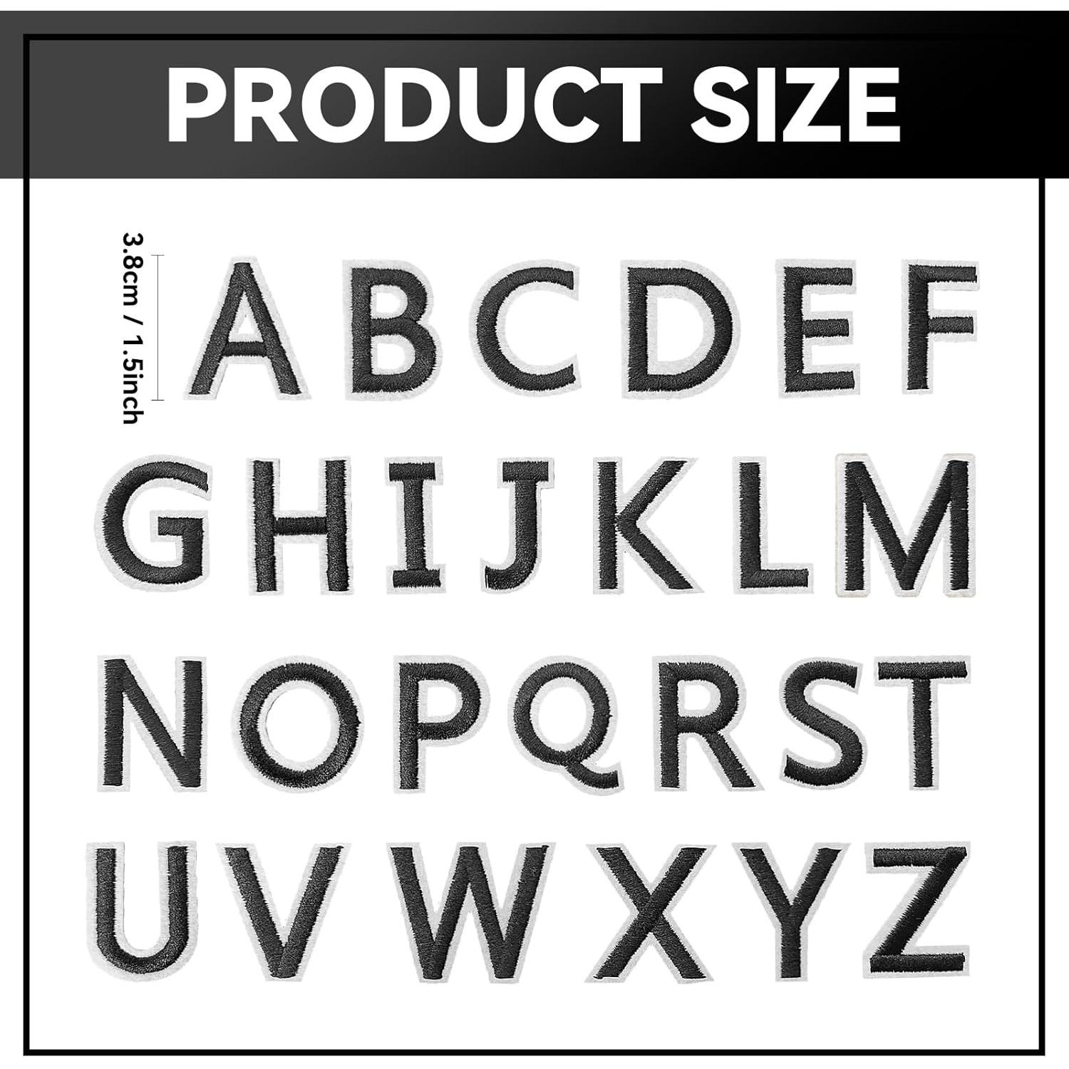 104 Piezas Parches Bordados Letras A-Z GUYI 3.81 cm Negro