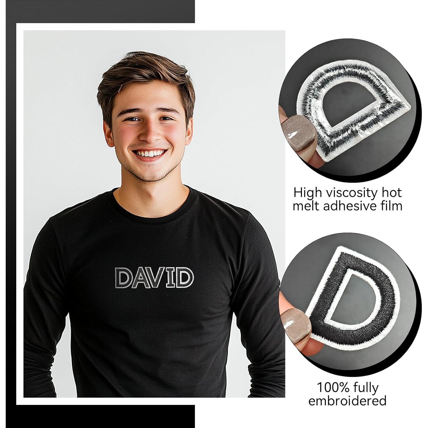 104 Piezas Parches Bordados Letras A-Z GUYI 3.81 cm Negro