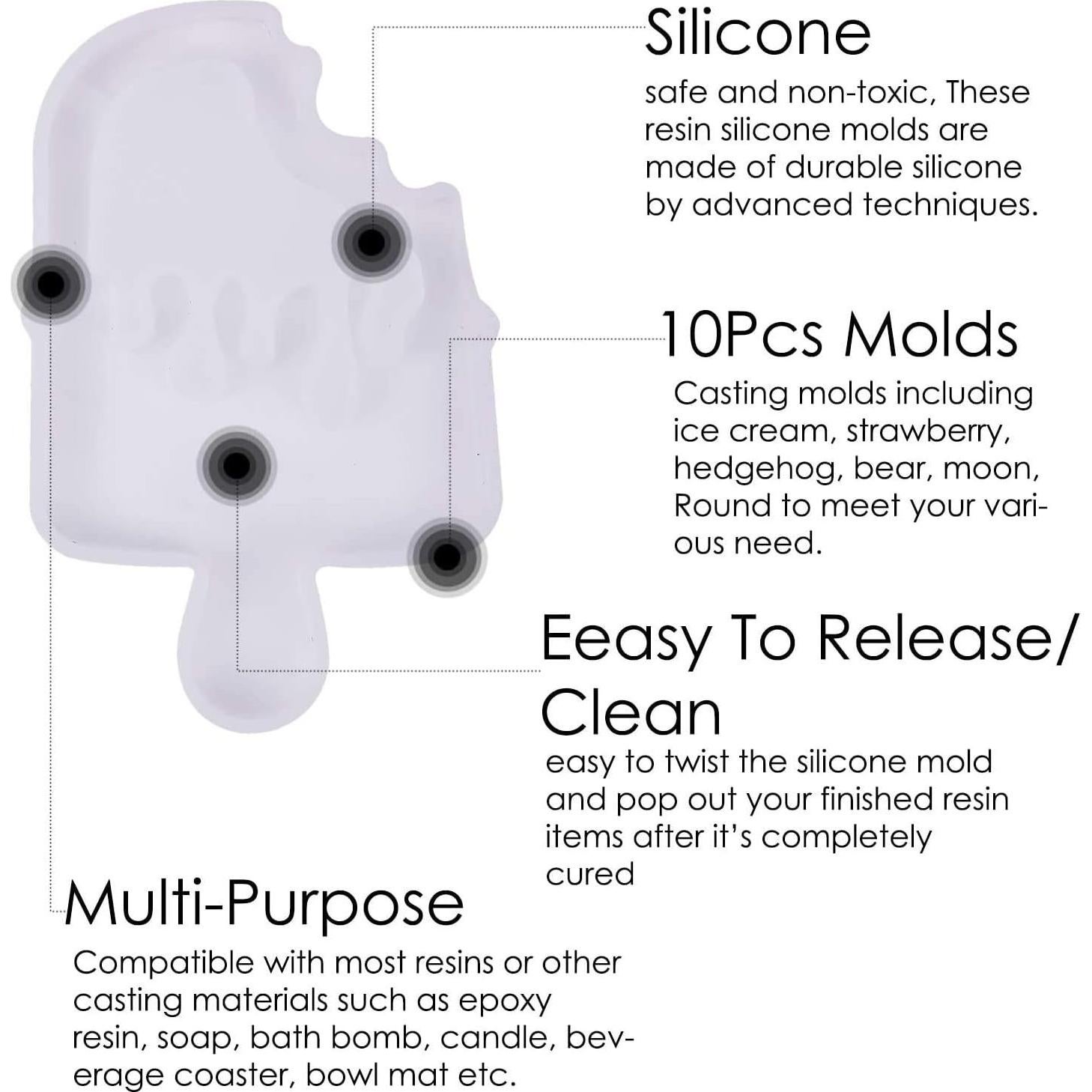 Set de Moldes de Resina Larcenciel 15 Piezas DIY Joyería