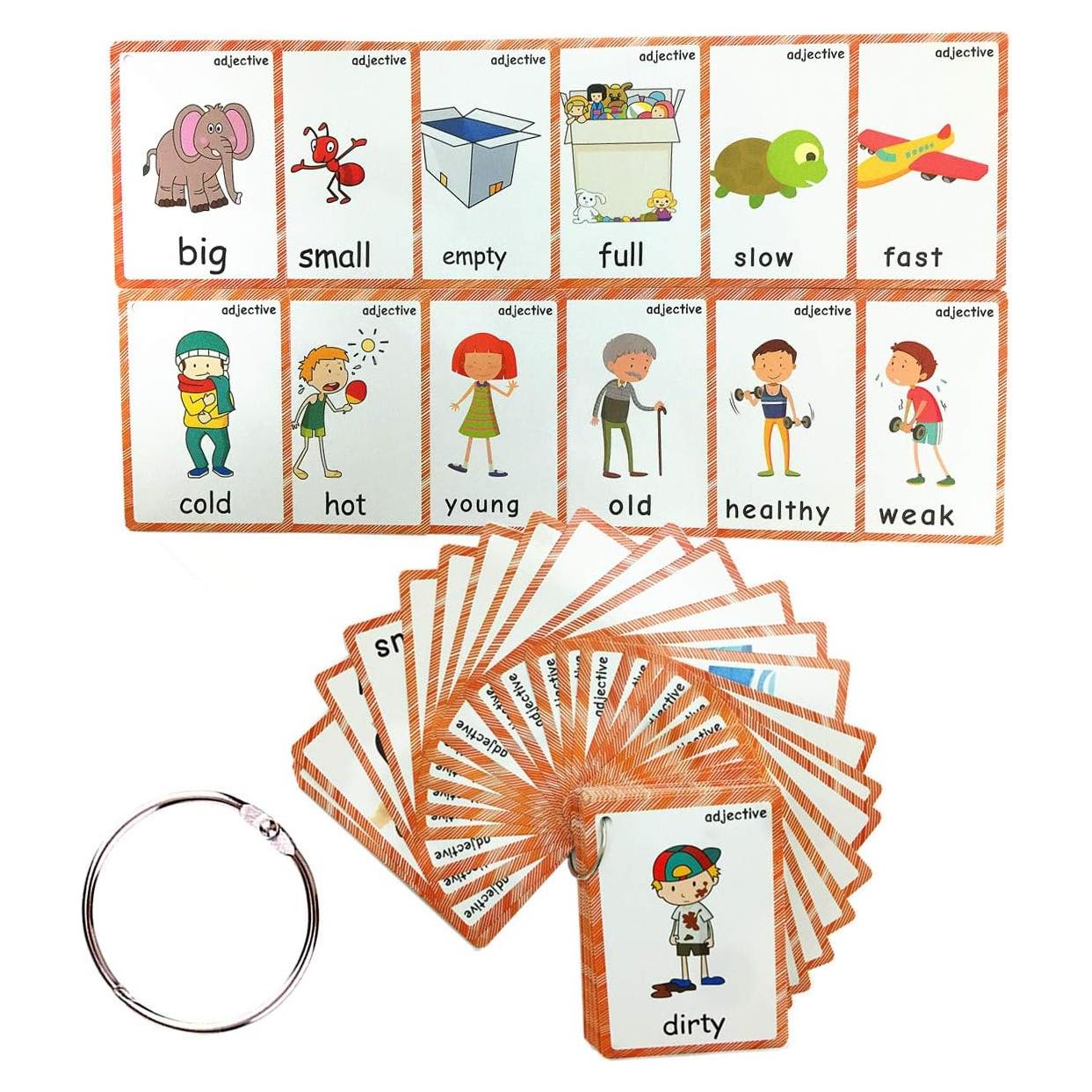 Juego de Tarjetas Educativas SANTSUN - 47 Adjetivos y Antónimos