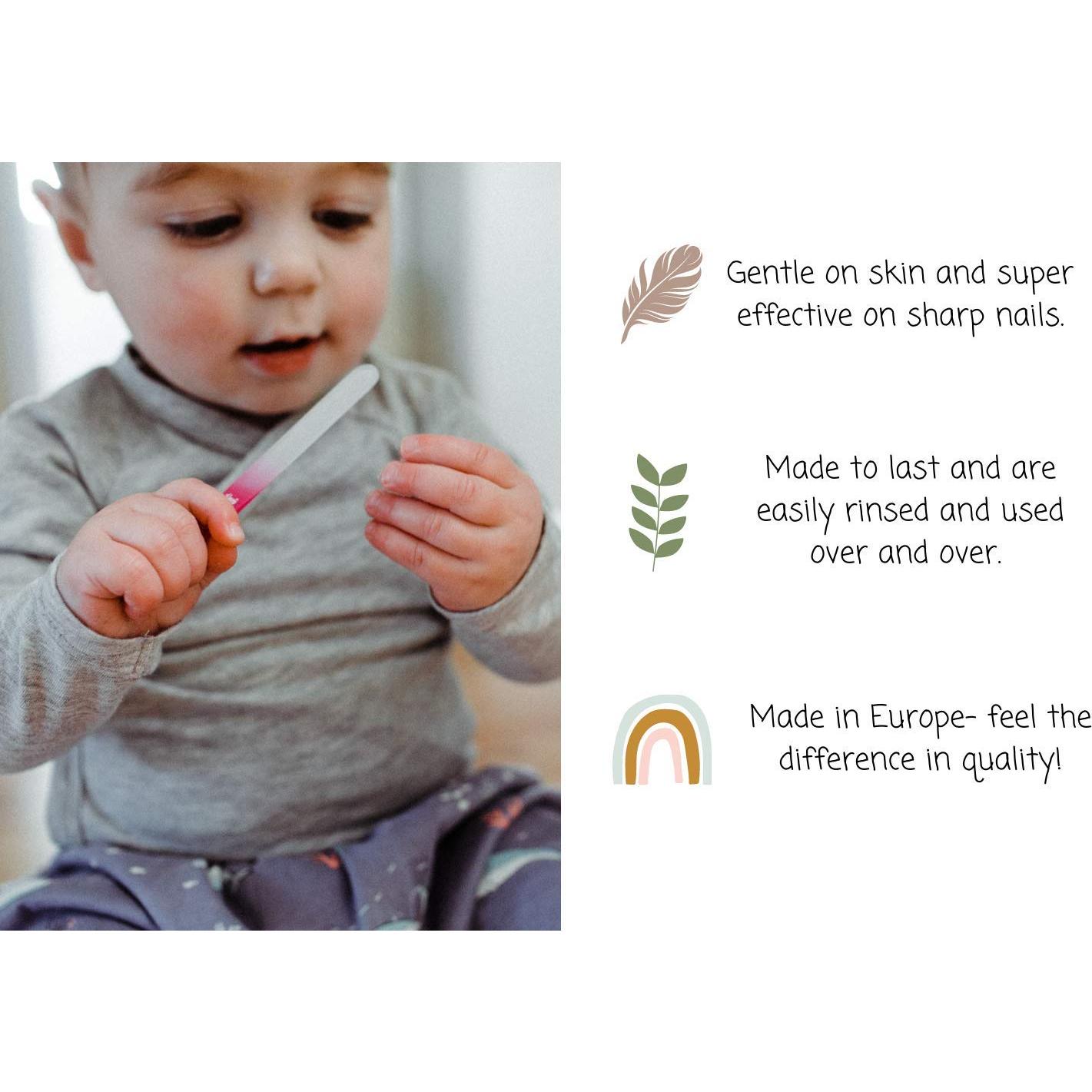 Lima de Uñas de Vidrio para Bebés Jirafa Azul Rosa 10x2cm