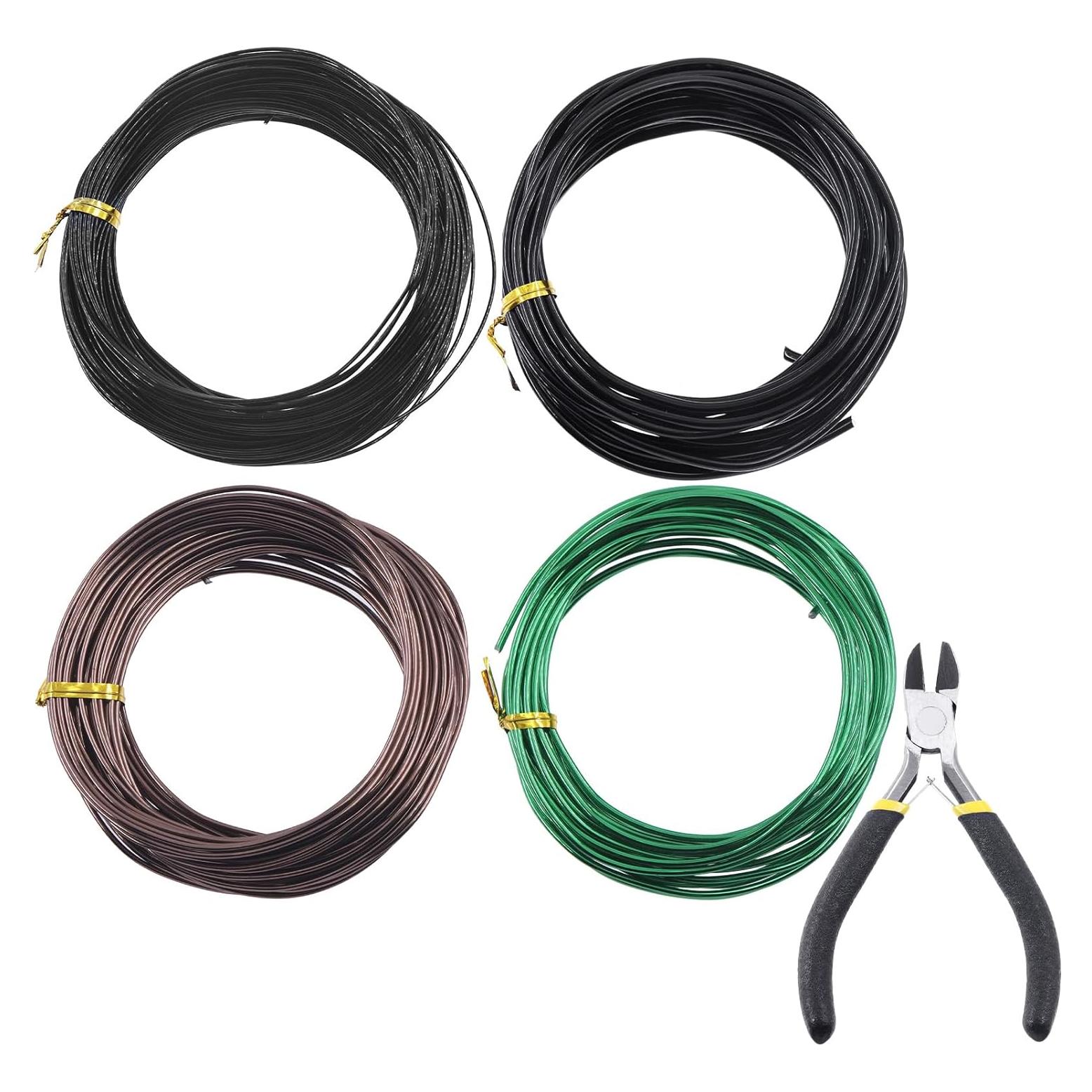 Kit de Alambres Bonsai Glarks 4 Rollos Aluminio 50m Cortador