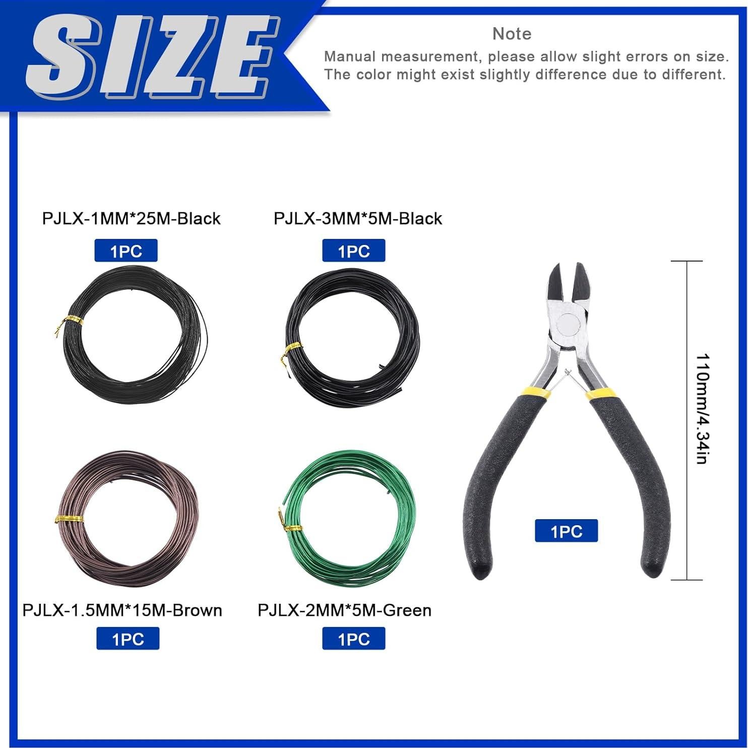 Kit de Alambres Bonsai Glarks 4 Rollos Aluminio 50m Cortador