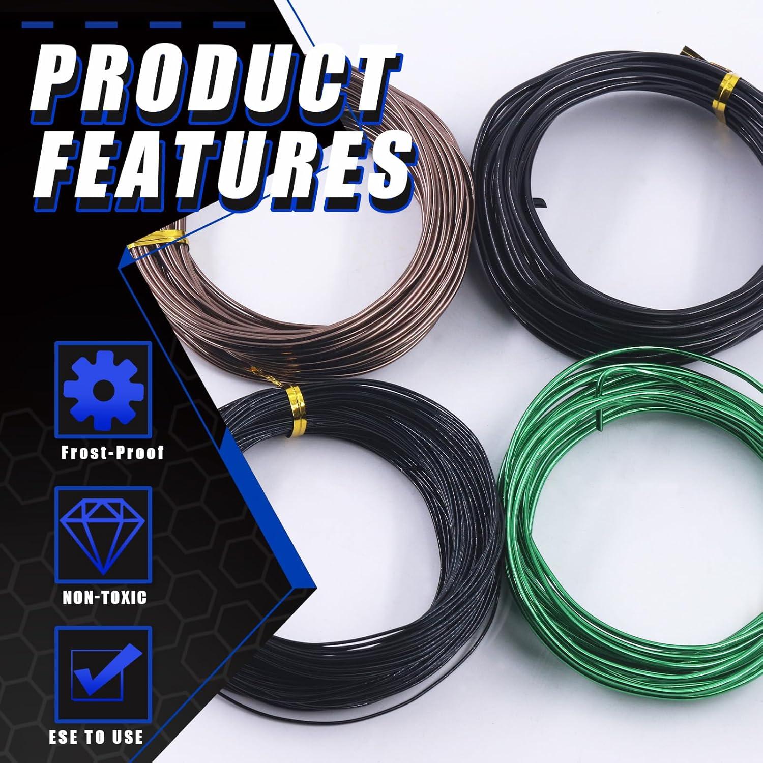 Kit de Alambres Bonsai Glarks 4 Rollos Aluminio 50m Cortador