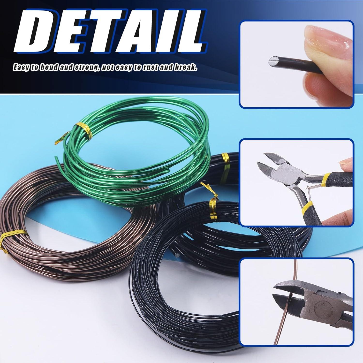 Kit de Alambres Bonsai Glarks 4 Rollos Aluminio 50m Cortador