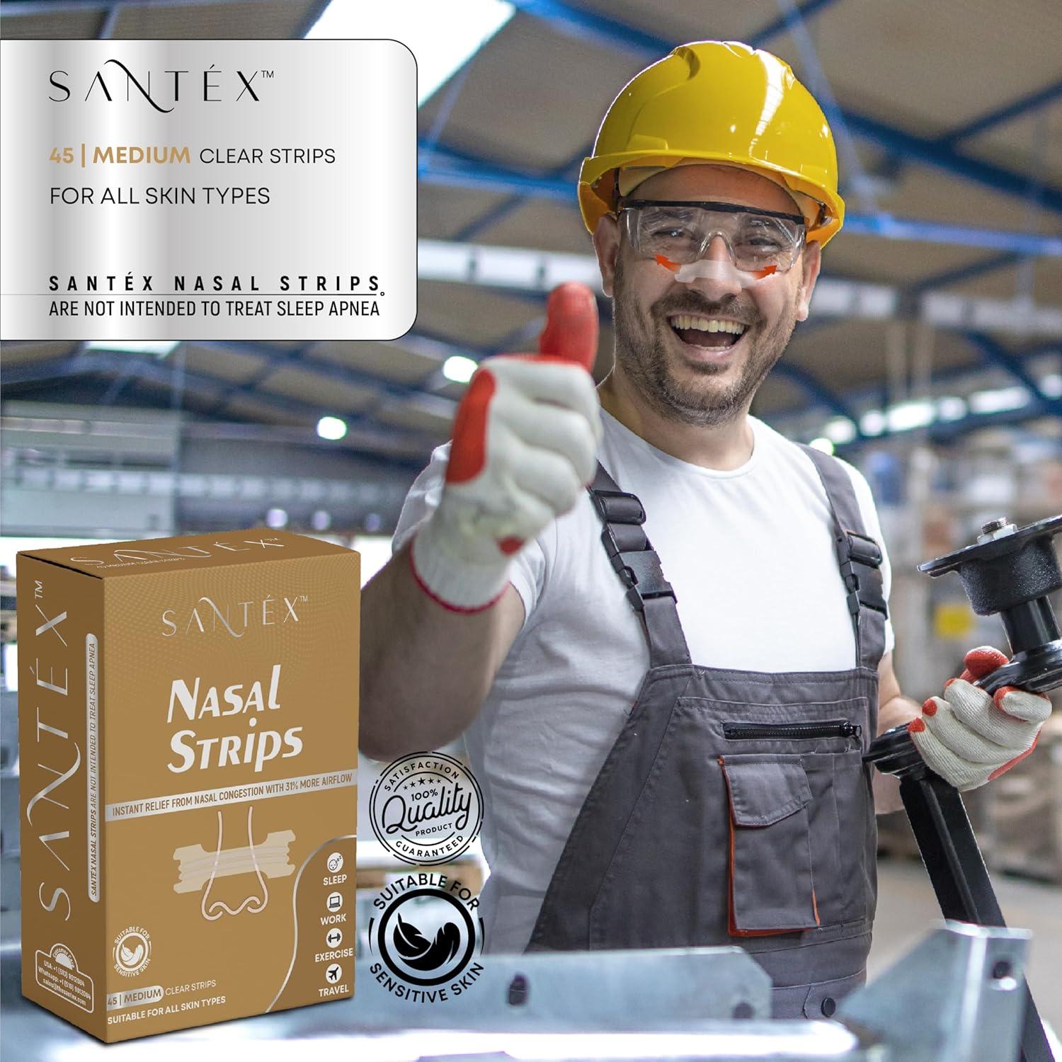 Tiras Nasales Santéx Medianas 45ct - Alivio Ronquidos y Congestión