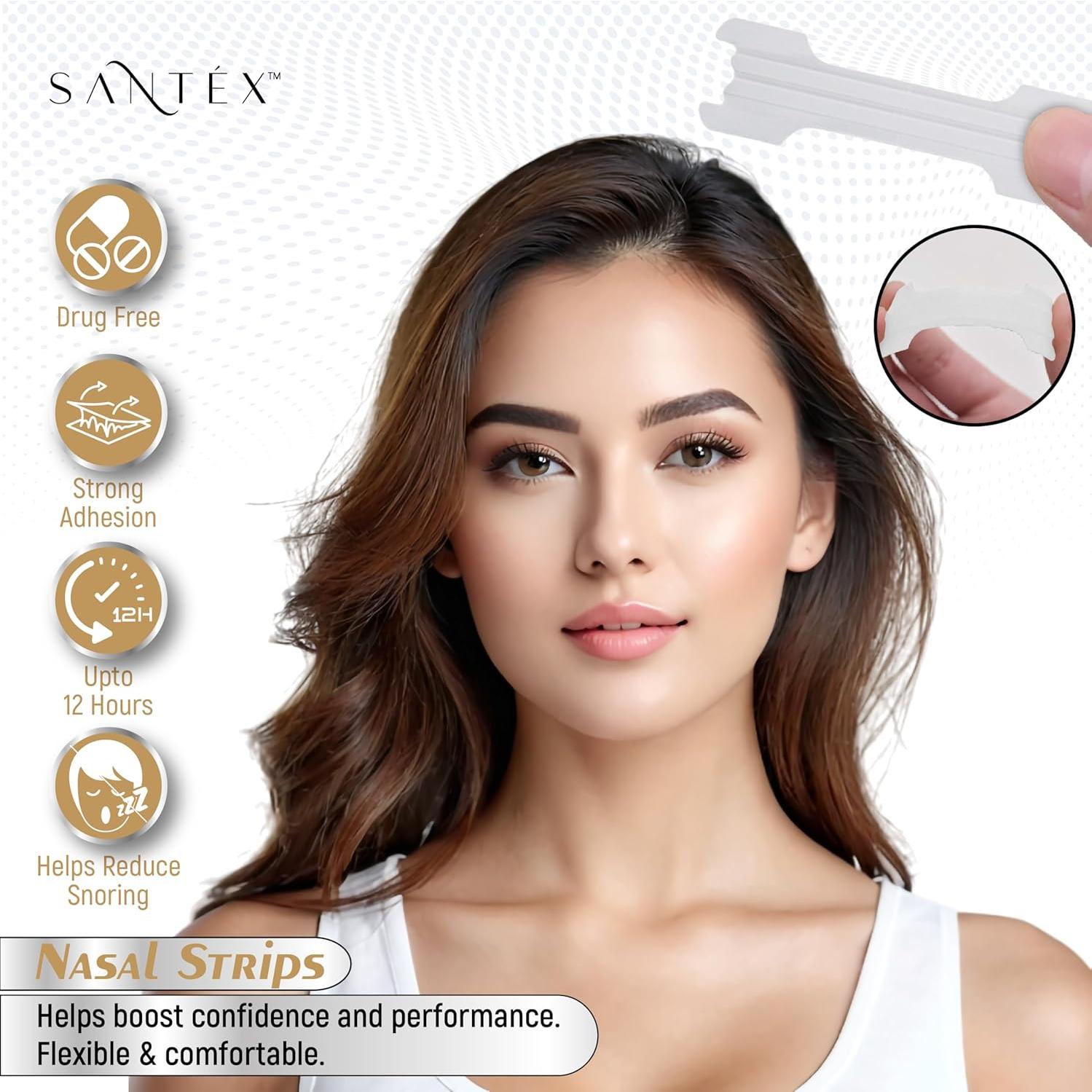 Tiras Nasales Santéx Medianas 45ct - Alivio Ronquidos y Congestión