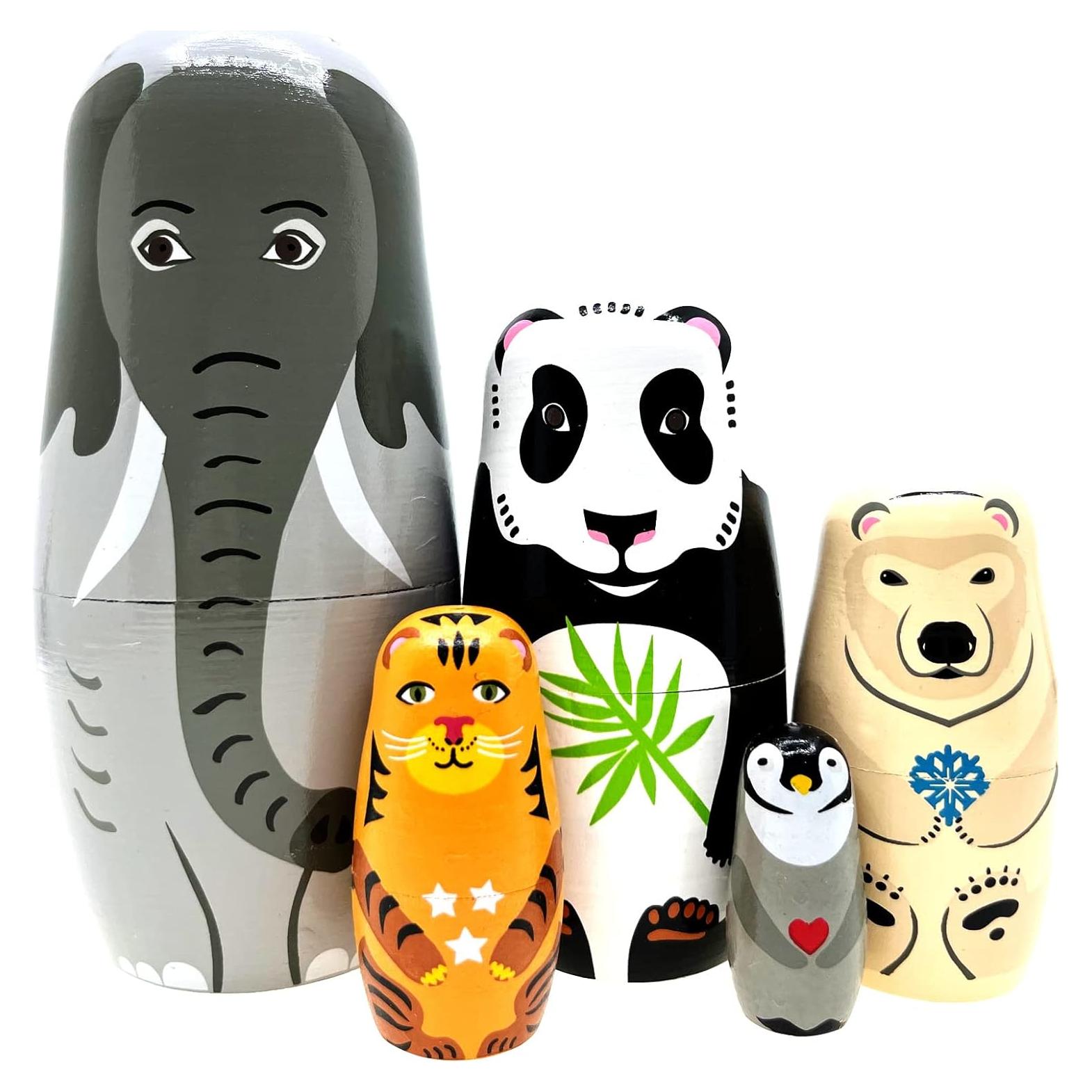 Muñecas Matryoshka Elefante Set de 5 Piezas de Madera